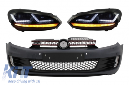 Front Bumper suitable for VW Golf 6 (2008-2013) Look with Osram LED Headlights Xenon Upgrade Red GTI Dynamic Sequential Turning Lights