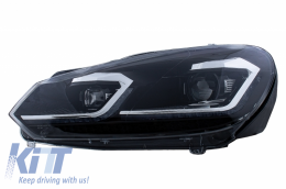 Front Bumper suitable for VW Golf 6 VI (2008-2013) with LED Headlights Flowing Dynamic Sequential Turning Lights R20 Look-image-6052982