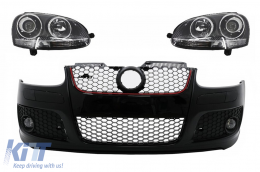 Front Bumper suitable for VW Golf V 5 MK5 (2003-2007) GTI Design with Xenon Look Headlights - COFBVWG5GTIHLC