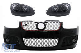 Front Bumper suitable for VW Golf V 5 MK5 (2003-2007) GTI Design with Xenon Look Headlights - COFBVWG5GTIHLB