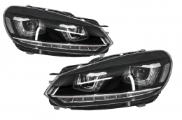 Front Bumper suitable for VW Golf VI 6 (2008-2013) R20 Look with Headlights 3D LED DRL U-Design LED Flowing Turning Light-image-6021170