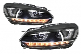 Front Bumper suitable for VW Golf VI 6 (2008-2013) R20 Look with Headlights 3D LED DRL U-Design LED Flowing Turning Light-image-6021172