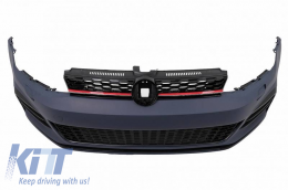 Front Bumper suitable for VW Golf VII (7) 13-17 Upgrade to GTI 7.5 Look 17-19 Set With Grille & Led Fog Lights