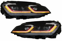 Front Bumper suitable for VW Golf VII 7 5G (2013-2017) with LED Headlights G7.5 GTI Look with Sequential Dynamic Turning Lights-image-6039792