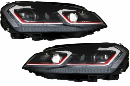 Front Bumper suitable for VW Golf VII 7 5G (2013-2017) with LED Headlights G7.5 GTI Look with Sequential Dynamic Turning Lights-image-6039795