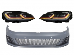 image-75-Front Bumper suitable for VW Golf VII 7 5G (2013-2017) with LED Headlights G7.5 GTI Look with Sequential Dynamic Turning Lights RHD