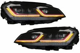 Front Bumper suitable for VW Golf VII 7 5G (2013-2017) with LED Headlights G7.5 GTI Look with Sequential Dynamic Turning Lights RHD-image-6039810