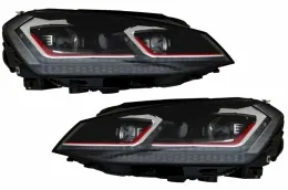 Front Bumper suitable for VW Golf VII 7 5G (2013-2017) with LED Headlights G7.5 GTI Look with Sequential Dynamic Turning Lights RHD-image-6039812