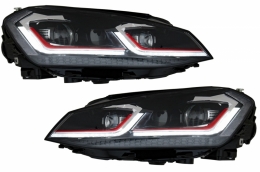 Front Bumper suitable for VW Golf VII 7 5G (2013-2017) with Central Grille and LED Headlights with Sequential Dynamic Turning Lights G7.5 GTI Look-image-6039862