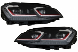 Front Bumper suitable for VW Golf VII 7 5G (2013-2017) with Central Grille and LED Headlights with Sequential Dynamic Turning Lights G7.5 GTI Look-image-6039863