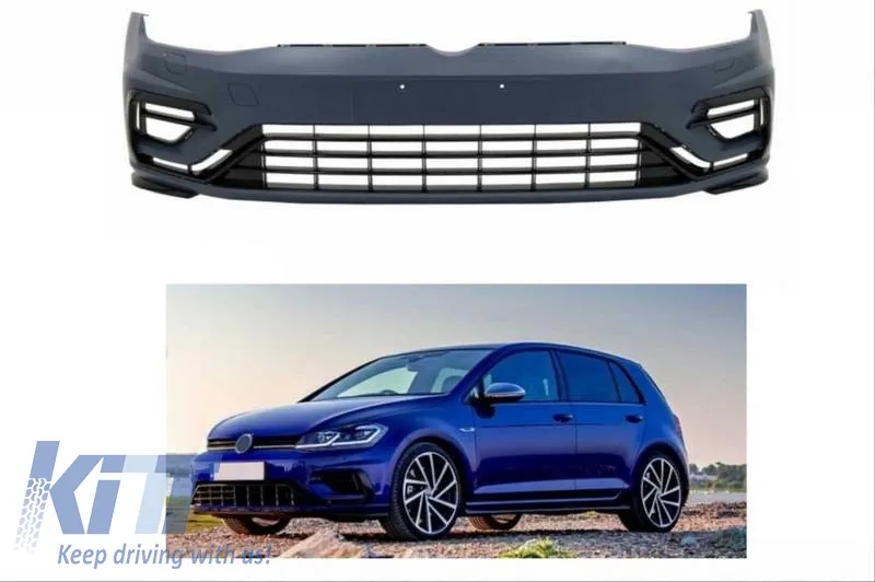 Front Bumper Suitable for VW Golf VII (7.5) 16-20 Facelift R-Look With Grille