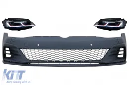 image-5-Front Bumper suitable for VW Golf VII 7.5 (2017-2020) with LED Headlights Sequential Dynamic Turning Lights GTI Look