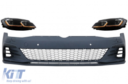 image-10-Front Bumper suitable for VW Golf VII 7.5 (2017-Up) and LED Headlights Bi-Xenon Sequential Dynamic Turning Lights GTI Look