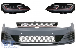 Front Bumper suitable for VW Golf VII 7 (2013-2017) with LED Headlights Sequential Dynamic Turning Lights 7.5 GTI Design