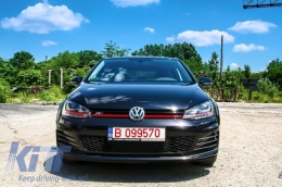 Front Bumper suitable for VW Golf VII Golf 7 (2013-2017) GTI Look with Headlights 3D LED DLR RED FlowingTurn Light-image-6011653