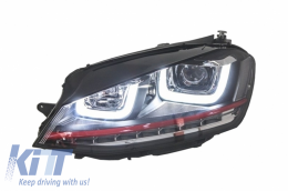 Front Bumper suitable for VW Golf VII Golf 7 (2013-2017) GTI Look with Headlights 3D LED DLR RED FlowingTurn Light-image-6100310