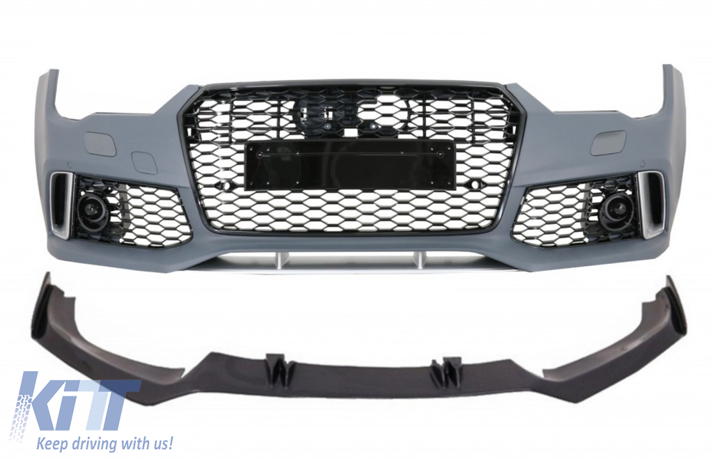 Első lökhárító kiegészítő légterelővel, valódi szén, alkalmas Audi A7 4G Facelift (2015-2018) RS7 Designhoz
