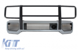 Front Bumper with Black BullBar suitable for Mercedes G-Class W463 (1989-2017) G65 Design - COFBMBW463AMGB
