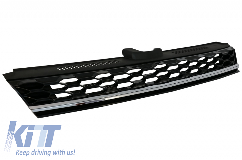 Front Bumper with Central Badgeless Grille Chrome suitable for VW Golf 7.5  (2017-2020) GTI R Design 
