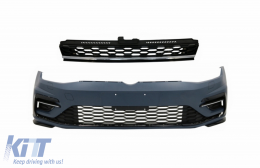 Front Bumper with Central Badgeless Grille Chrome suitable for VW Golf 7.5 (2017-2020) R Line Design - COFBVWG7FRFGGTICH