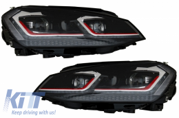 Front Bumper with Central Grille and LED Headlights Sequential Dynamic Turning Lights suitable for VW Golf VII 7 5G (2013-2017) GTI Look-image-6059371
