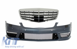 Front Bumper with Central Grille suitable for Mercedes S-Class W221 (2005-2012) S63 S65 Design - COFBMBW221S65F