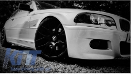 Front Bumper with Central Kidney Grilles Double Stripe suitable for BMW E46 (1998-2004) and Fog lights M3 Look-image-5993638