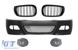 Front Bumper with Central Kidney Grilles Double Stripe suitable for BMW E46 (1998-2004) and Fog lights M3 Look - COFBBME46M3G