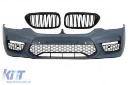 image-52-Front Bumper with Central Kidney Grilles Double Stripe suitable for BMW 5 Series G30 G31 (2017-up) M5 Sport Design