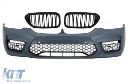 image-54-Front Bumper with Central Kidney Grilles Double Stripe suitable for BMW 5 Series G30 G31 (2017-up) M5 Sport Design