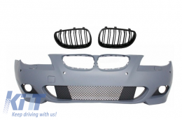 Front Bumper with Central Kidney Grilles suitable for BMW 5 Series E60 E61 (2007-2010) M-Technik Design Without Fog lights - COFBBME60MTP18WF