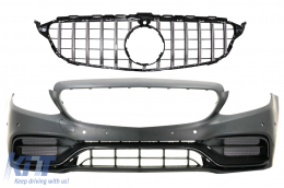 Front Bumper with Chrome Grille suitable for Mercedes C-Class W205 S205 A205 C205 (2014-2018) C63 Design - COFBMBW205FAMGBWOGFGN