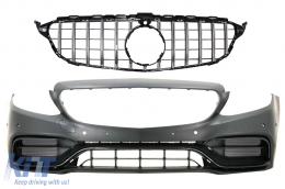 image-24-Front Bumper with Chrome Grille suitable for Mercedes C-Class W205 S205 A205 C205 (2014-2018) C63 Design