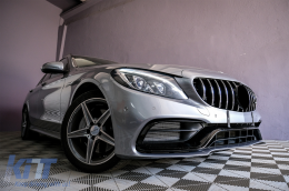 Front Bumper with Chrome Grille suitable for Mercedes C-Class W205 S205 A205 C205 (2014-2018) C63 Design-image-6086079