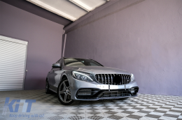 Front Bumper with Chrome Grille suitable for Mercedes C-Class W205 S205 A205 C205 (2014-2018) C63 Design-image-6086080