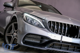 Front Bumper with Chrome Grille suitable for Mercedes C-Class W205 S205 A205 C205 (2014-2018) C63 Design-image-6086081