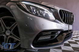 Front Bumper with Chrome Grille suitable for Mercedes C-Class W205 S205 A205 C205 (2014-2018) C63 Design-image-6086086
