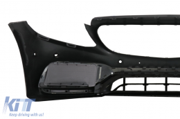Front Bumper with Diffuser and Black Tips suitable for Mercedes C-Class W205 S205 AMG Sport Line (2014-2020) C63S Design-image-6064615