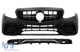 Front Bumper with Diffuser and Exhaust Muffler Tips Black suitable for Mercedes E-Class W213 S213 Standard (2016-2019) E63 Design