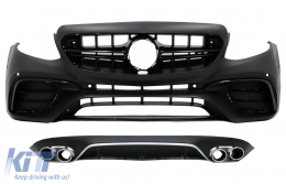 Front Bumper with Diffuser and Exhaust Muffler Tips suitable for Mercedes E-Class C238 A238 (2016-up) E63 Design Black Chrome - COFBMBW213AMGE63BRD53