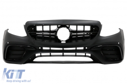 Front Bumper with Diffuser and Exhaust Muffler Tips suitable for Mercedes E-Class C238 A238 (2016-up) E63 Design Black Chrome-image-6058640