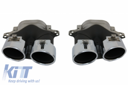 Front Bumper with Diffuser and Exhaust Muffler Tips suitable for Mercedes E-Class C238 A238 (2016-up) E63 Design Black Chrome-image-6058650