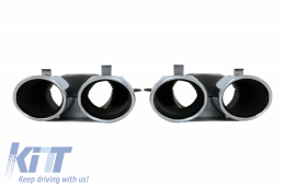 Front Bumper with Diffuser and Exhaust Muffler Tips suitable for Mercedes E-Class C238 A238 (2016-up) E63 Design Black Chrome-image-6058651