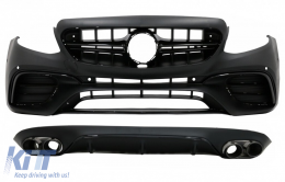 Front Bumper with Diffuser and Exhaust Muffler Tips suitable for Mercedes E-Class C238 A238 (2016-up) E63 Design All Black - COFBMBW213AMGE63BRD53B