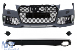 Front Bumper with Diffuser and Exhaust Tips suitable for Audi A7 4G Pre-Facelift (2010-2014) RS7 Design - COFBAUA74GRSWOGRD