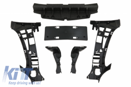 Front Bumper with Diffuser and Silver Tips suitable for Mercedes C-Class W205 S205 AMG Sport Line (2014-2020) C63S Design-image-6064647