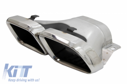 Front Bumper with Diffuser and Silver Tips suitable for Mercedes C-Class W205 S205 AMG Sport Line (2014-2020) C63S Design-image-6064651