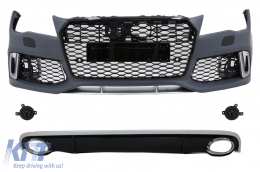 Front Bumper with Diffuser & Exhaust Tips suitable for AUDI A7 4G Pre-Facelift (2010-2014) RS7 Design - COFBAUA74GRSWOGRD