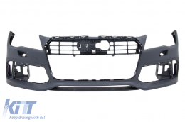 Front Bumper with Diffuser & Exhaust Tips suitable for AUDI A7 4G Pre-Facelift (2010-2014) RS7 Design-image-6094533