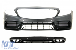 Front Bumper with Diffuser suitable for Mercedes C-Class A205 Cabriolet C205 Coupe (2014-2019) C63 Design